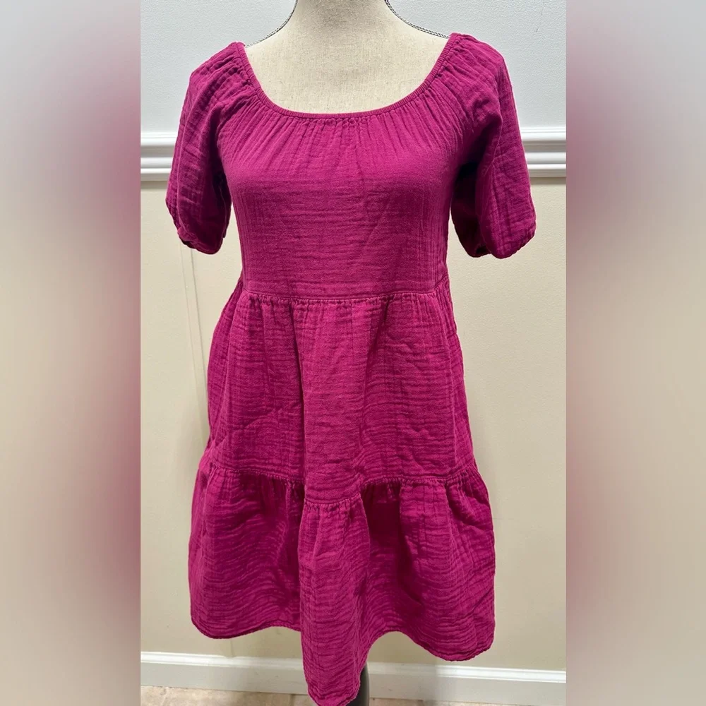 Old Navy Vintage Boysenberry Mini Dress Ruffled Puff Sleeves Y2K Cottagecore XS
